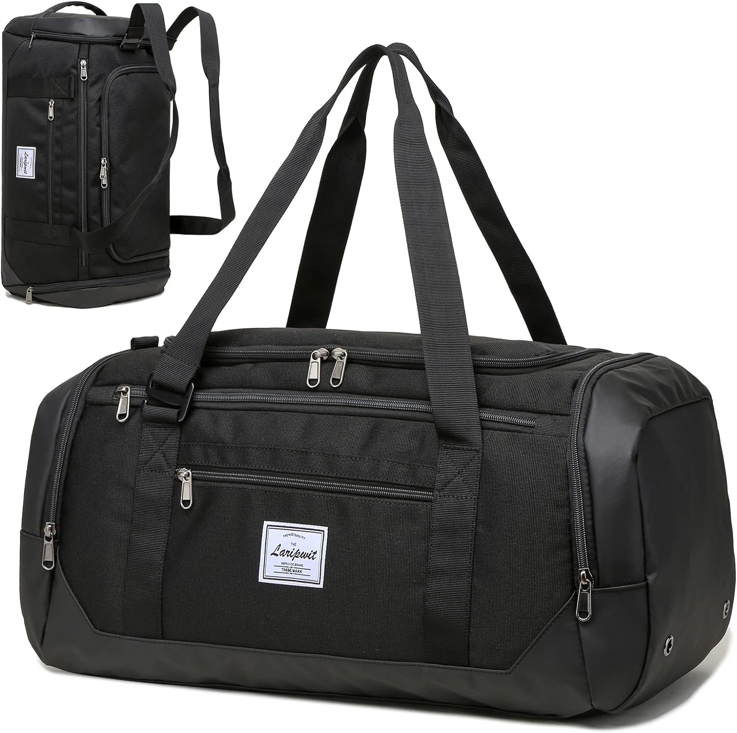 Laripwit Reistas voor Heren 40L Middelgrote Sporttas met Schoenenvak en Natvak Sporttassen Damesweekendtas voor Reizen, Sport, Fitness, kamperen, Bruin