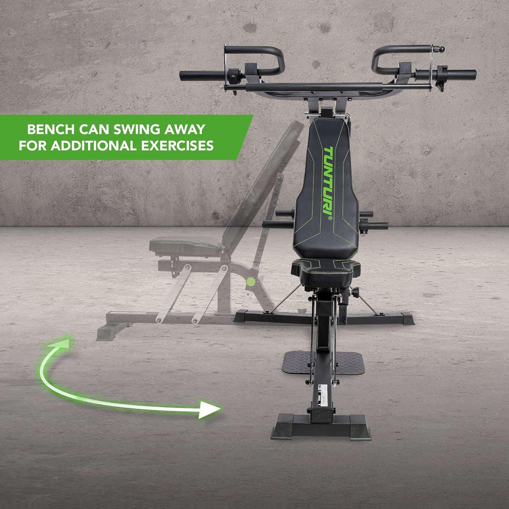 Tunturi WT80 Krachtstation - Fitness homegym - Verstelbaar fitnessapparaat voor 50+ Oefeningen - Compact voor thuisgebruik - Geschikt voor 30mm & 50mm halterschijven