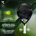 RYZE PEGASUS Padel Racket van 100% koolstofvezel - Maximale kracht + control - Pro Padel Tennisracket met EVA-15 Flex Foam - Licht en duurzaam met 360 g - Gratis draagtas inbegrepen