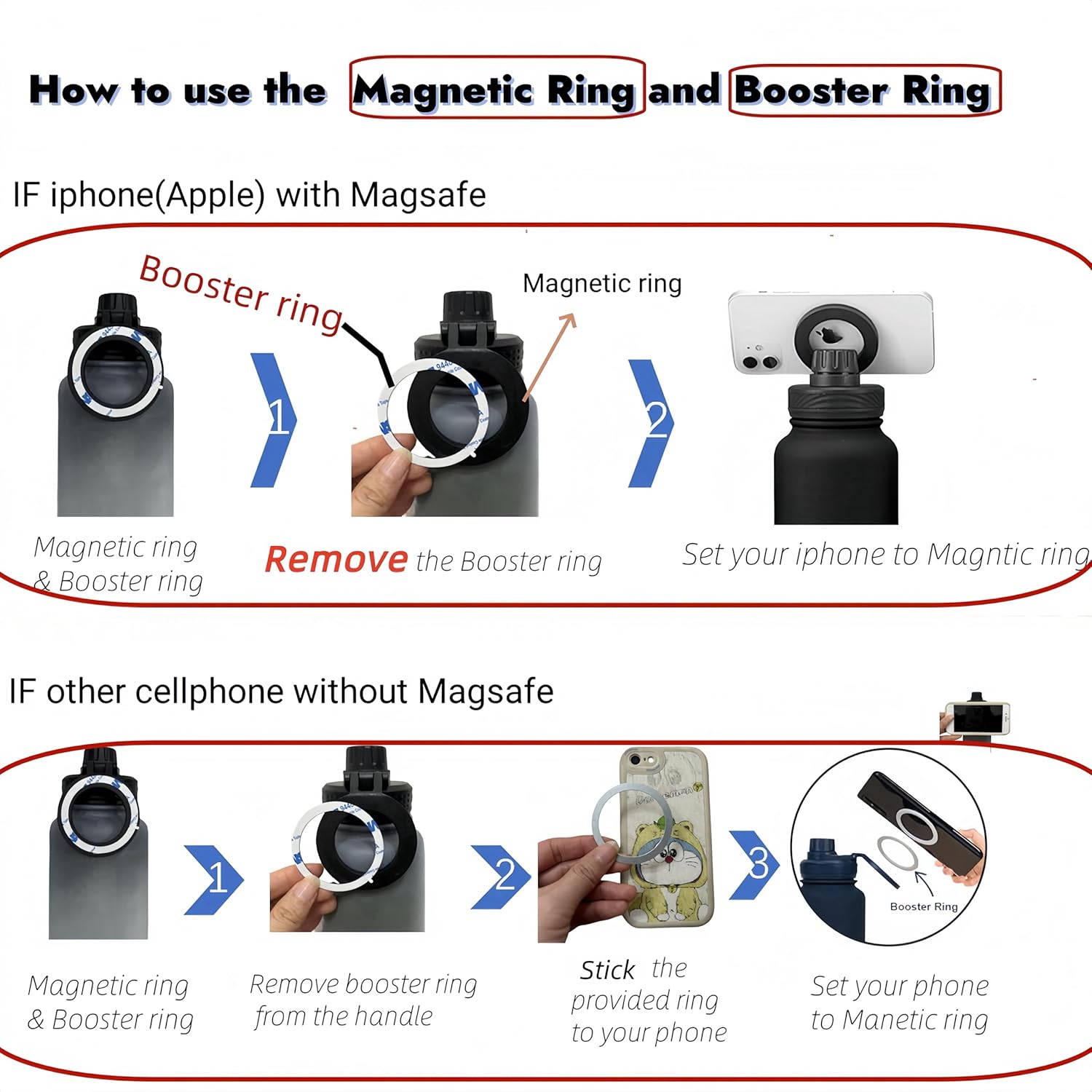 Megnetic geïsoleerde sportwaterfles met 360° draaibaar statief Telefoonhouder Compatibel met Magsafe. Niet verkocht of gemaakt door Magsafe(beige, 623 g)