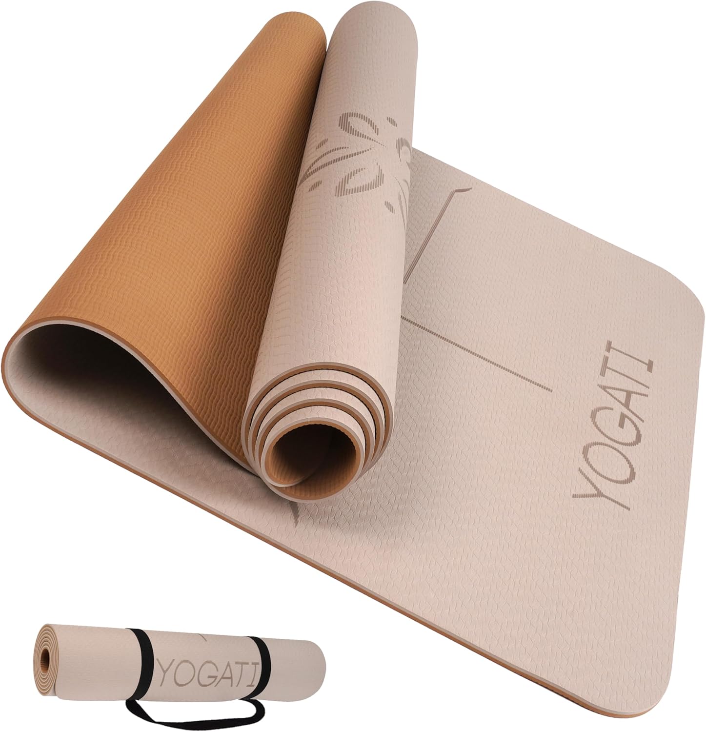 YOGATI – milieuvriendelijke yogamat - TPE, non-slip en dikke yogamat. Yoga Matten met Body Alignment Lines. Perfect Pilates Mat voor workout oefening, Gym en Fitness.