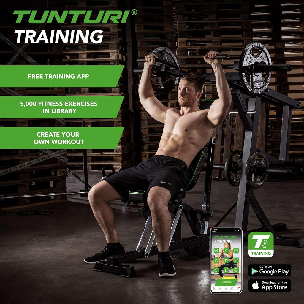 Tunturi WT80 Krachtstation - Fitness homegym - Verstelbaar fitnessapparaat voor 50+ Oefeningen - Compact voor thuisgebruik - Geschikt voor 30mm & 50mm halterschijven