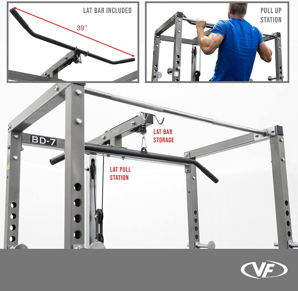 Valor Fitness BD-7 Power Rack met Lat bevestigingsstrips