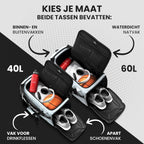 Sporttas Gymbag Reistas 40L / 60L | Trainingstas met Rugzak-Functie Schoenencompartiment Vak voor natte Kleding | Sportrugzak Fitness Tas Weekender Zwemtas Duffelbag Sportzak Fitnesszak Sportbag Heren