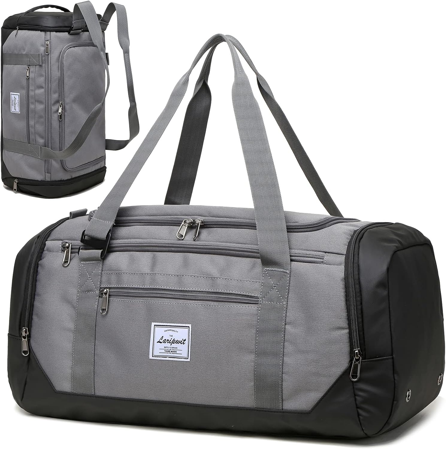 Laripwit Reistas voor Heren 40L Middelgrote Sporttas met Schoenenvak en Natvak Sporttassen Damesweekendtas voor Reizen, Sport, Fitness, kamperen, Bruin
