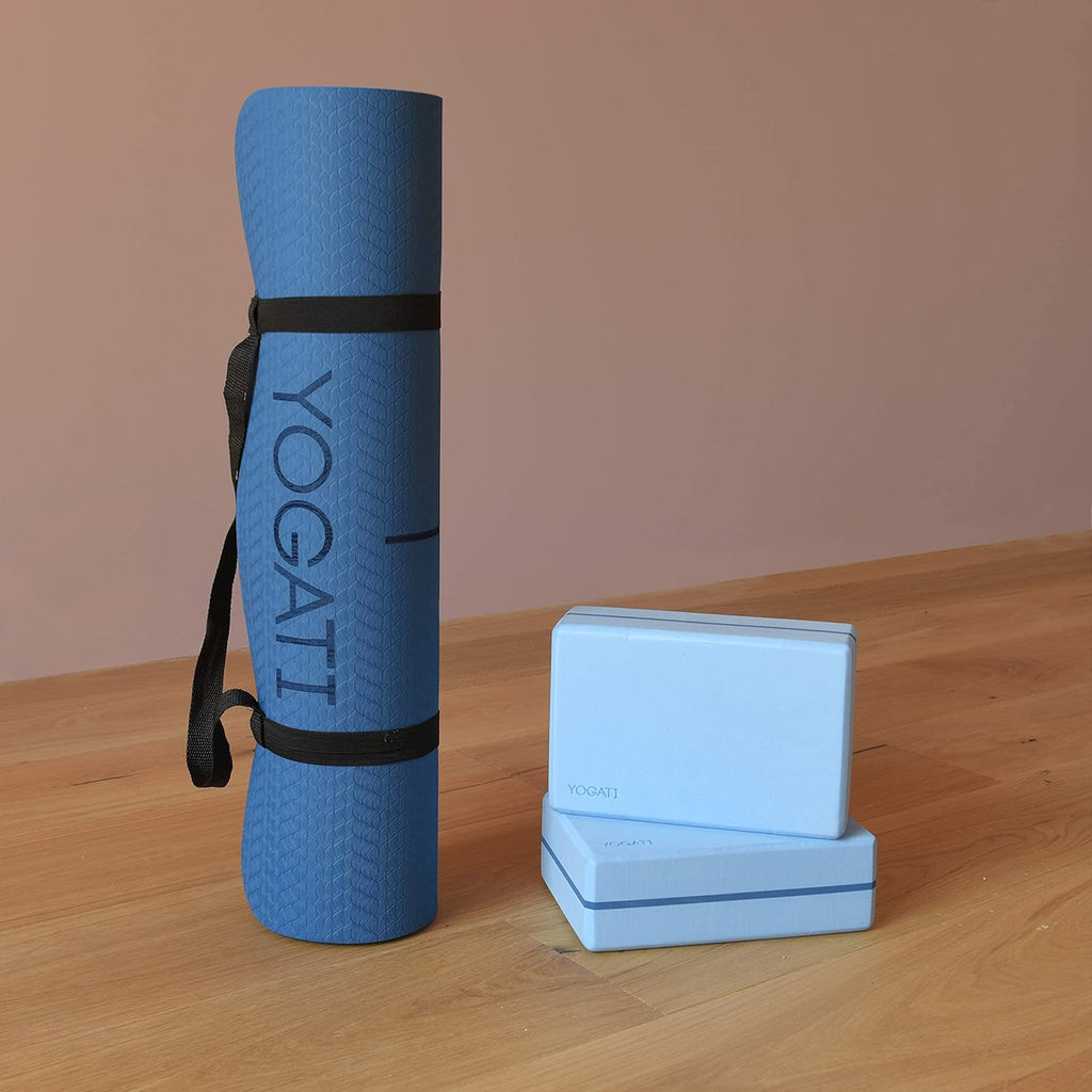 YOGATI – milieuvriendelijke yogamat - TPE, non-slip en dikke yogamat. Yoga Matten met Body Alignment Lines. Perfect Pilates Mat voor workout oefening, Gym en Fitness.