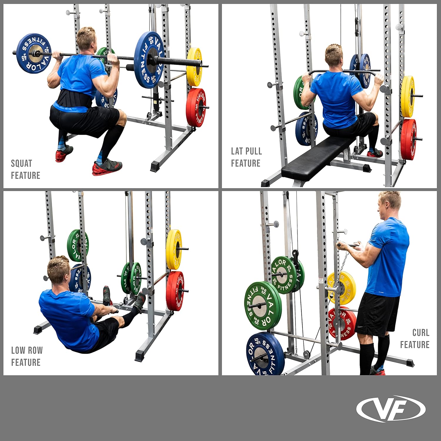 Valor Fitness BD-7 Power Rack met Lat bevestigingsstrips