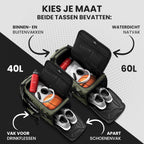 Sporttas Gymbag Reistas 40L / 60L | Trainingstas met Rugzak-Functie Schoenencompartiment Vak voor natte Kleding | Sportrugzak Fitness Tas Weekender Zwemtas Duffelbag Sportzak Fitnesszak Sportbag Heren