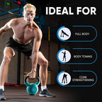bintiva Kettlebells - professionele kwaliteit, vinyl gecoat, massief gietijzeren gewichten met een speciale beschermende bodem