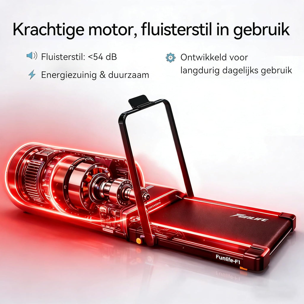Walking Pad/loopband voor thuis, inklapbaar, 3-in-1 mini-loopband met handgreep, stil en plat, tot 120 kg, geschikt voor bureau en thuiskantoor, senioren en revalidatie, FunLife F1