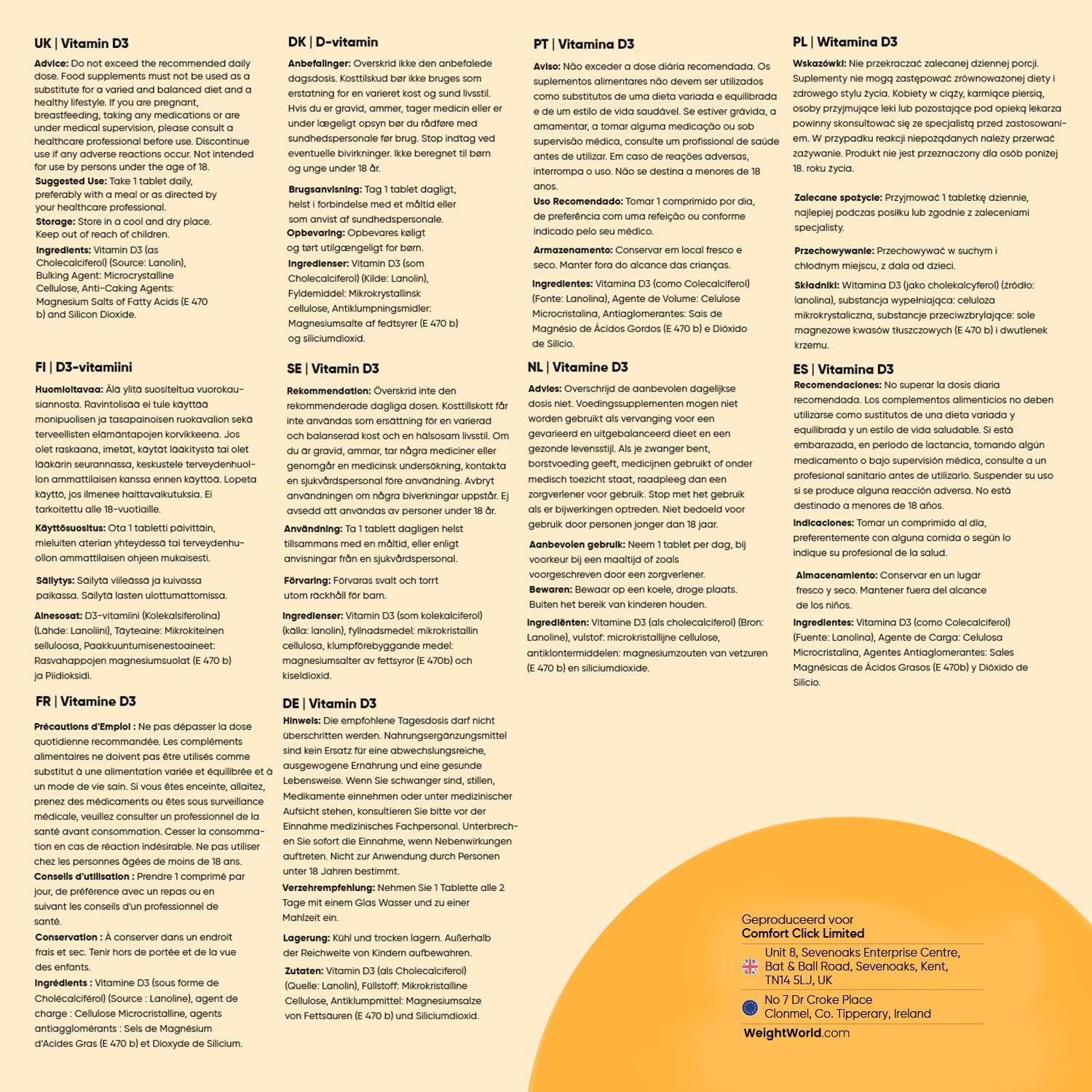 Vitamine D tabletten - 2000 IE vitamine D3 per portie - 400 vegetarische tabletten voor 1+ jaar voorraad - Gemaakt in het Verenigd Koninkrijk - Van WeightWorld