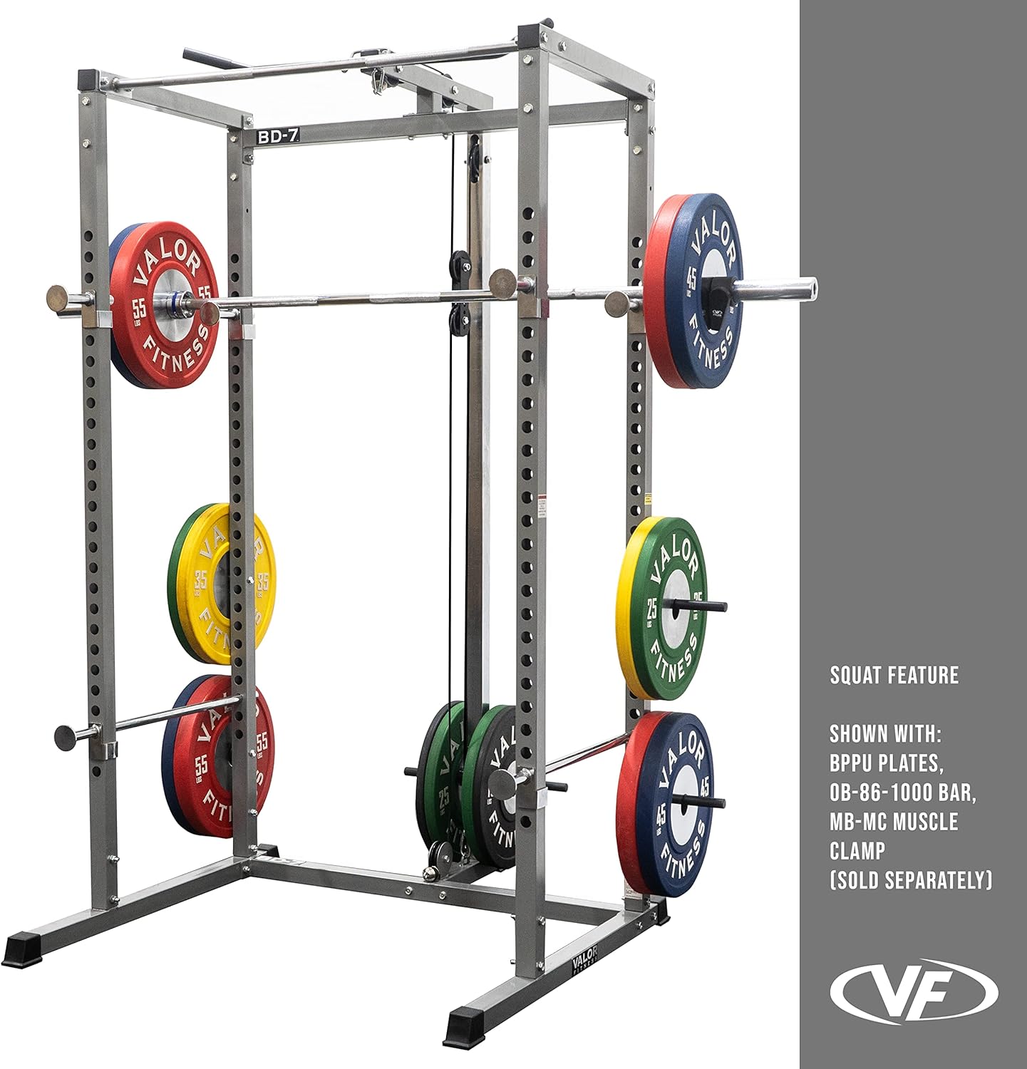 Valor Fitness BD-7 Power Rack met Lat bevestigingsstrips