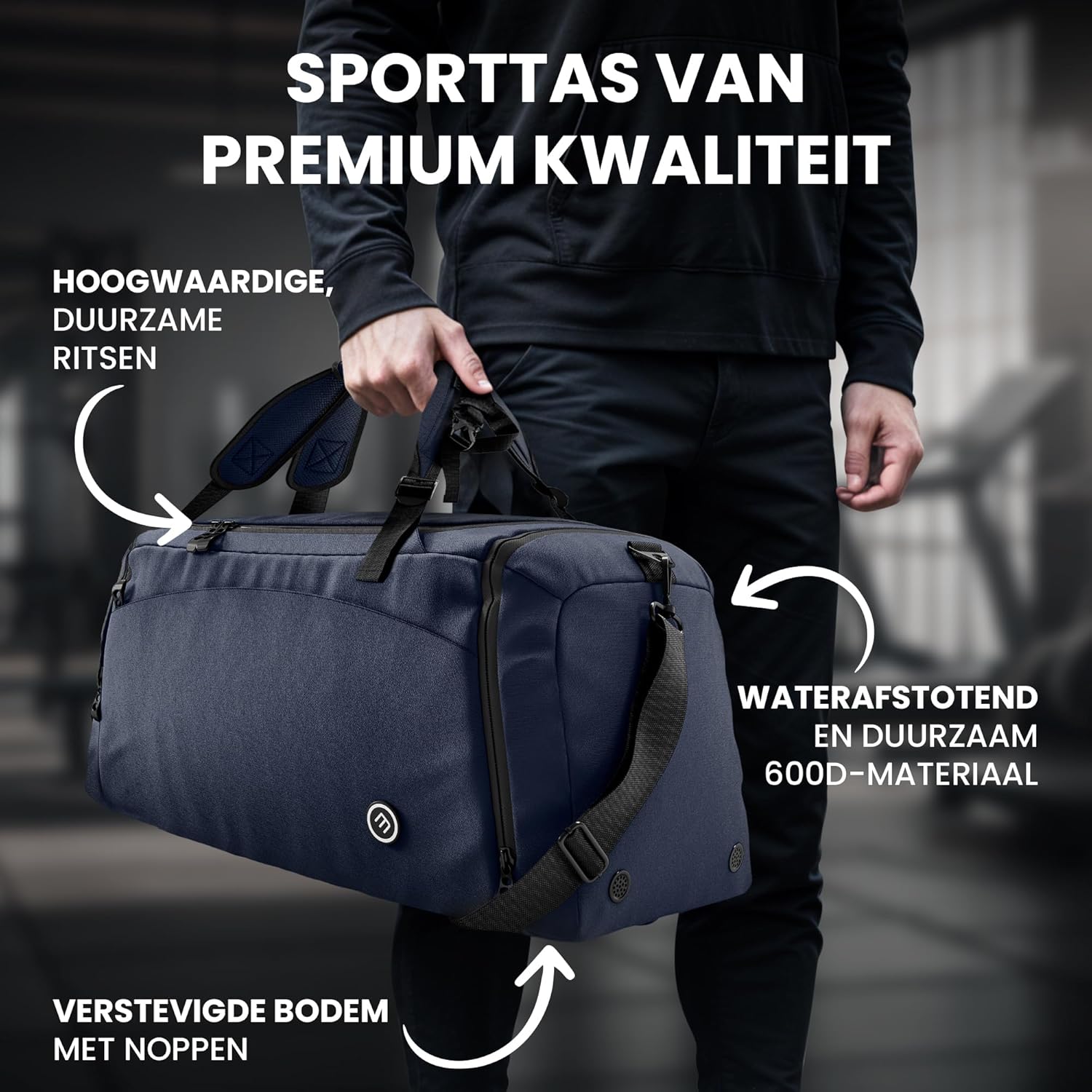 Sporttas Gymbag Reistas 40L / 60L | Trainingstas met Rugzak-Functie Schoenencompartiment Vak voor natte Kleding | Sportrugzak Fitness Tas Weekender Zwemtas Duffelbag Sportzak Fitnesszak Sportbag Heren