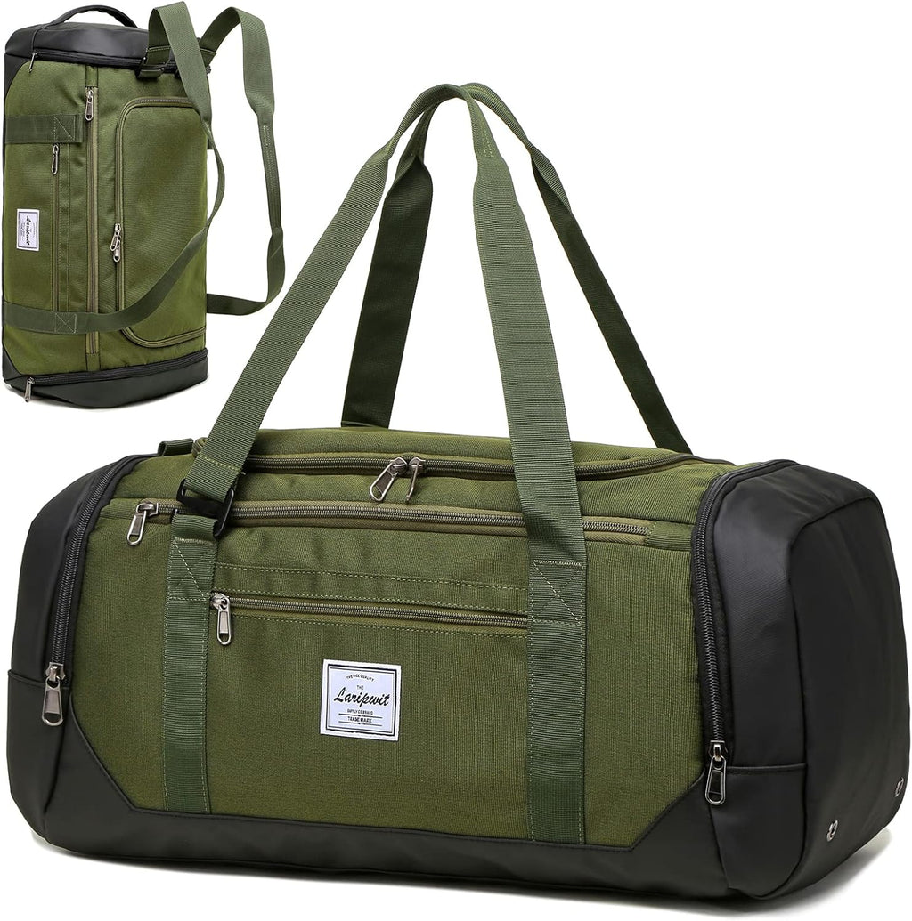Laripwit Reistas voor Heren 40L Middelgrote Sporttas met Schoenenvak en Natvak Sporttassen Damesweekendtas voor Reizen, Sport, Fitness, kamperen, Bruin