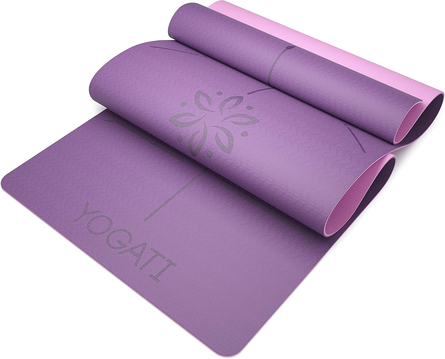 YOGATI – milieuvriendelijke yogamat - TPE, non-slip en dikke yogamat. Yoga Matten met Body Alignment Lines. Perfect Pilates Mat voor workout oefening, Gym en Fitness.