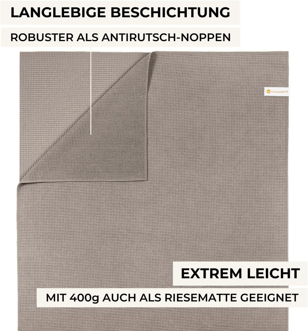 Lotuscrafts Yoga Handdoek Wet Grip - antislip & sneldrogend - slipvrije yogahanddoek met sterke grip - yogadoek ideaal voor Hot Yoga [183 x 61 cm].