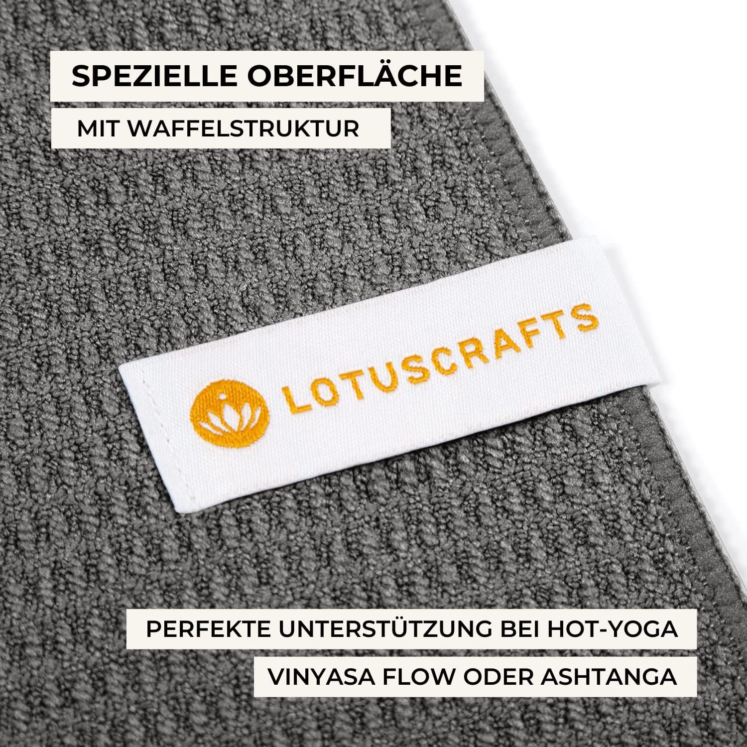 Lotuscrafts Yoga Handdoek Wet Grip - antislip & sneldrogend - slipvrije yogahanddoek met sterke grip - yogadoek ideaal voor Hot Yoga [183 x 61 cm].