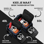Sporttas Gymbag Reistas 40L / 60L | Trainingstas met Rugzak-Functie Schoenencompartiment Vak voor natte Kleding | Sportrugzak Fitness Tas Weekender Zwemtas Duffelbag Sportzak Fitnesszak Sportbag Heren