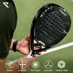 RYZE PEGASUS Padel Racket van 100% koolstofvezel - Maximale kracht + control - Pro Padel Tennisracket met EVA-15 Flex Foam - Licht en duurzaam met 360 g - Gratis draagtas inbegrepen