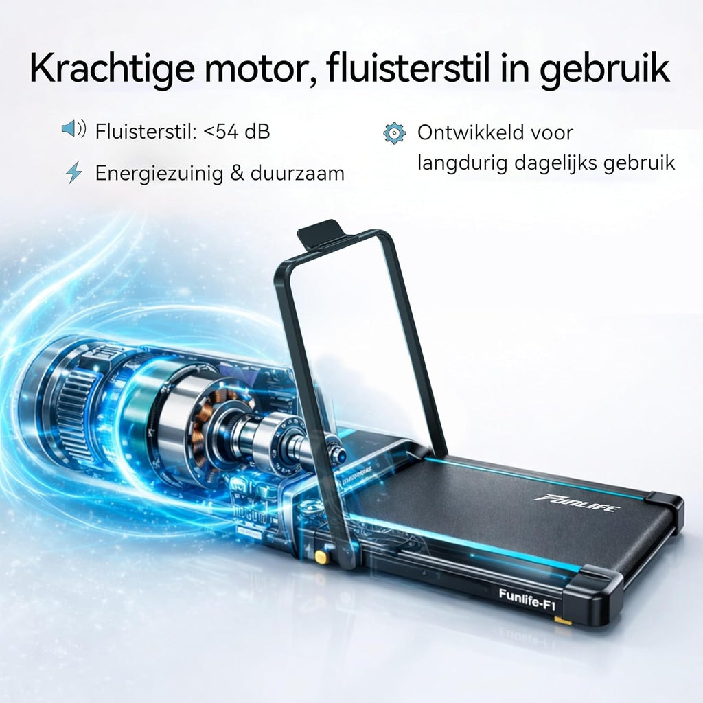 Walking Pad/loopband voor thuis, inklapbaar, 3-in-1 mini-loopband met handgreep, stil en plat, tot 120 kg, geschikt voor bureau en thuiskantoor, senioren en revalidatie, FunLife F1