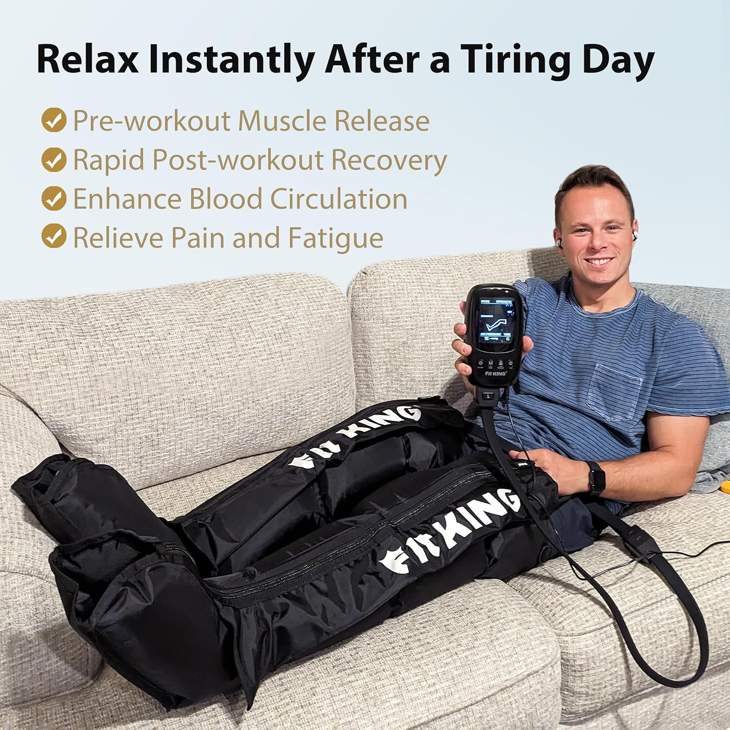 FIT KING beenmassageapparaat, beenmassage recovery boots Verbetert de sportprestaties bij pijn en doorbloeding (middelgrote maat)