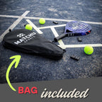 MATCHU - Padel racket - Inclusief een draagtas - 100% carbon frame, fiberglasse toplaag en zacht EVA foam - 3D grip technologie