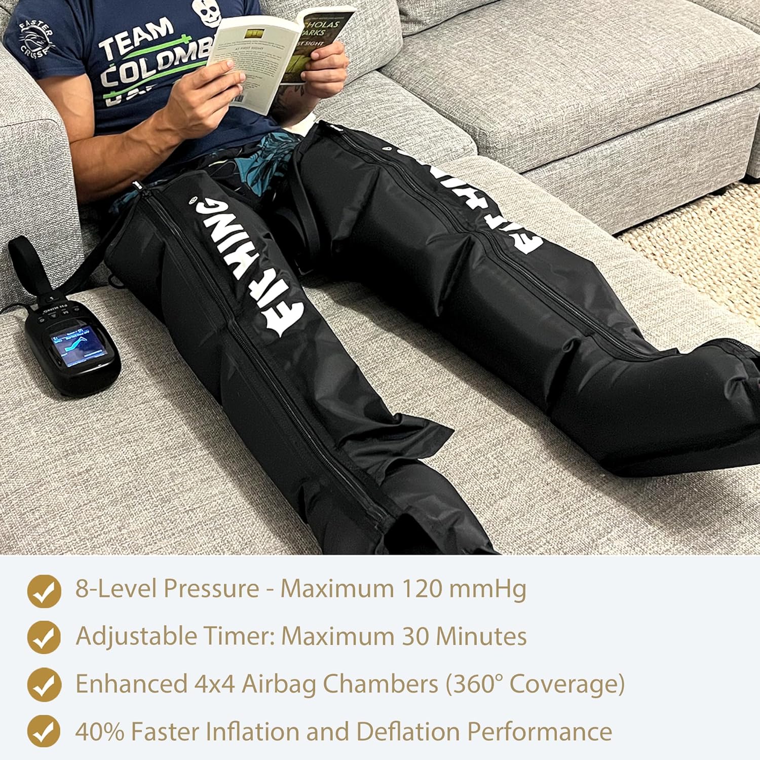 FIT KING beenmassageapparaat, beenmassage recovery boots Verbetert de sportprestaties bij pijn en doorbloeding (middelgrote maat)