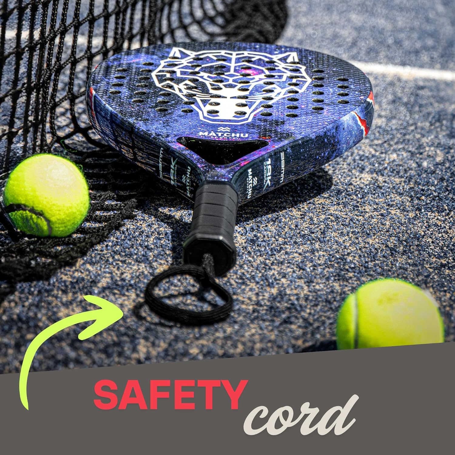 MATCHU - Padel racket - Inclusief een draagtas - 100% carbon frame, fiberglasse toplaag en zacht EVA foam - 3D grip technologie