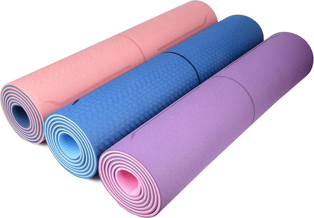 YOGATI – milieuvriendelijke yogamat - TPE, non-slip en dikke yogamat. Yoga Matten met Body Alignment Lines. Perfect Pilates Mat voor workout oefening, Gym en Fitness.
