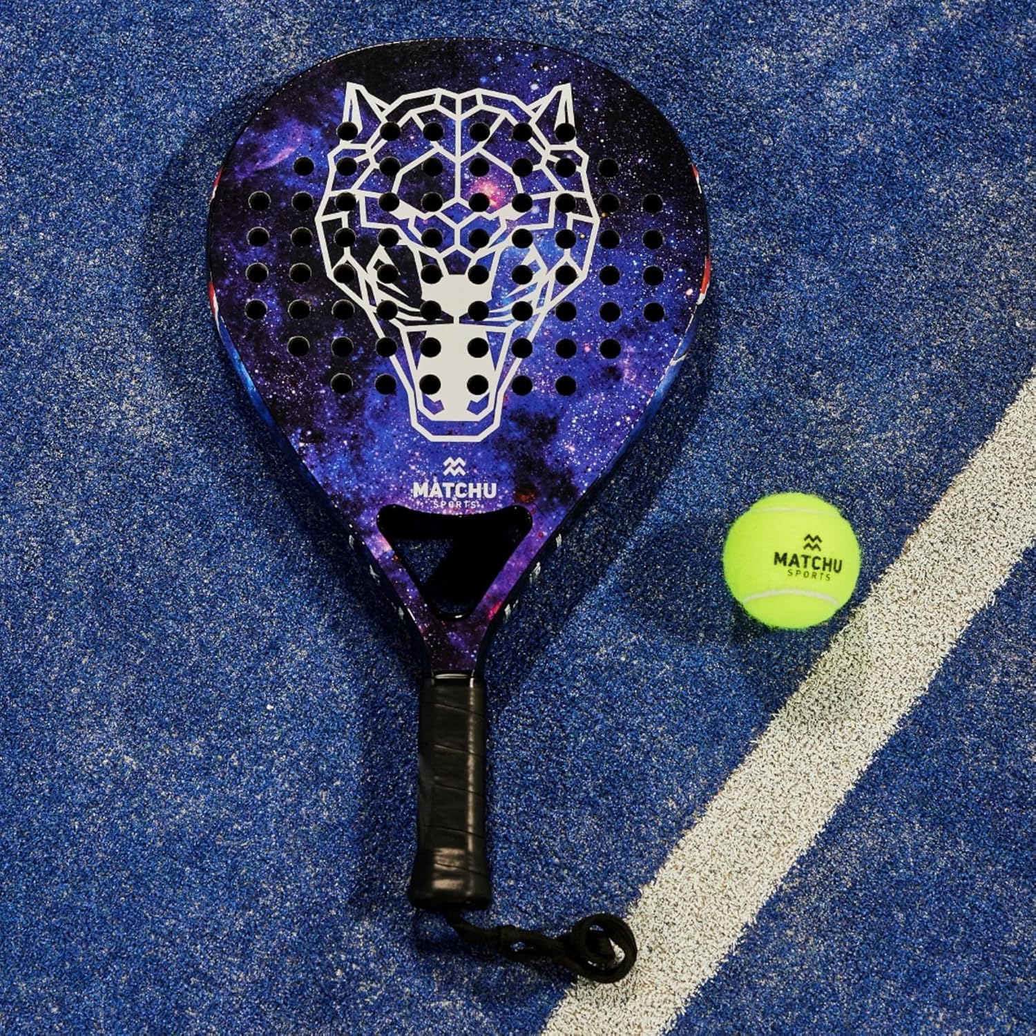 MATCHU - Padel racket - Inclusief een draagtas - 100% carbon frame, fiberglasse toplaag en zacht EVA foam - 3D grip technologie