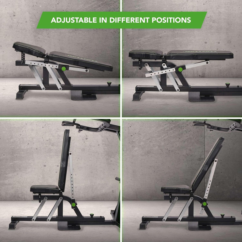 Tunturi WT80 Krachtstation - Fitness homegym - Verstelbaar fitnessapparaat voor 50+ Oefeningen - Compact voor thuisgebruik - Geschikt voor 30mm & 50mm halterschijven